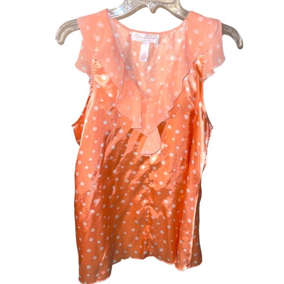 Oscar de la Renta Pink Label Pink and White Polka Dot PJ Set Size Medium 68938T - Picture 3 of 7